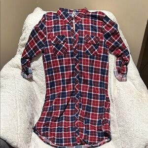 White Mark Red and Blue Plaid Shirt